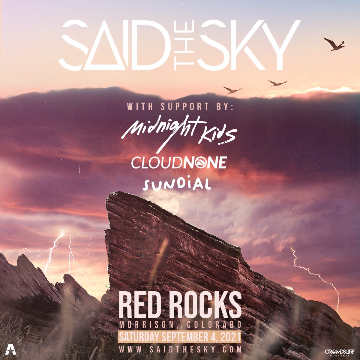 SaidTheSky's tweet photo. I’ve never been more excited for a show in my entire life 🥰 excited to be bringing out the homies @midnightkids @CloudNoneMusic @officialsundial https://t.co/5Kn6M00JNa