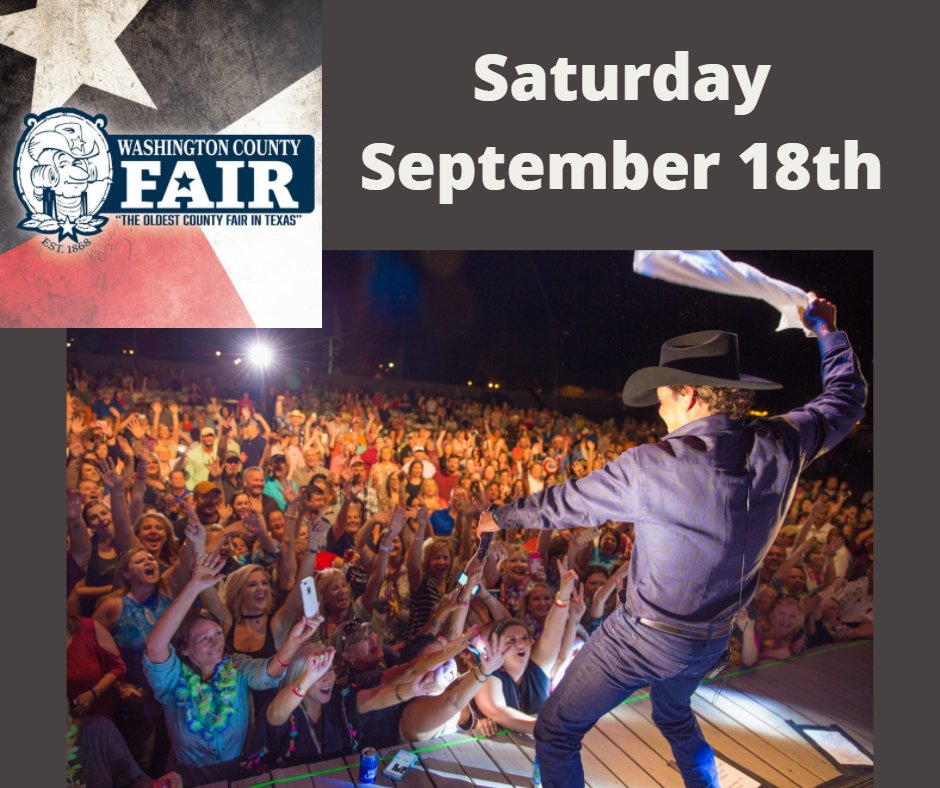 kenranprod's tweet photo. Don't miss @ClayWalker on stage Saturday, September 18th at 11pm in Brenham, TX at the Washington County Fair.  Advance Season Tickets will be available starting August 9th from a Fair Queen Candidate or online.  Visit https://t.co/C69fs1MVWC for more information! https://t.co/2mtZYaPLUf