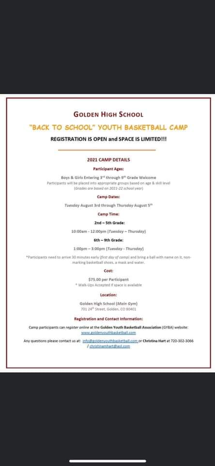 coachvullo's tweet photo. Looking for something for the kids to do before school starts back up? The GYBA Back to School Basketball camp will run August 3-5!!
Available Boys and Girls entering grades 3-9 and ALL levels are welcome!! 
https://t.co/34uqLtT4YP https://t.co/XPDWaC4VZ9