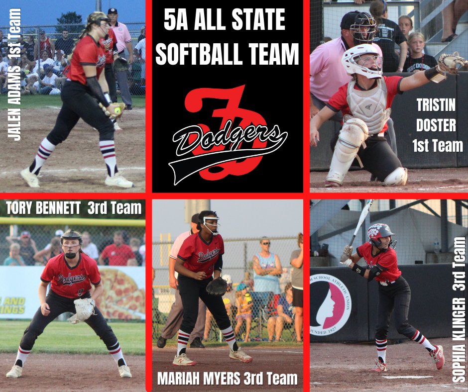 Congratulations to the 5 Dodgers selected to the 2021 5A All State Softball Team! Help us show these girls some Dodger love! 
❤️🖤🥎🖤❤️ 
Way to go Jalen, Tristin, Tory, Mariah &amp; Sophia! #proud2bFD #FDCSD #FDSH <a href="/FDSHSoftball/">FD Dodger Softball</a> <a href="/fddodgersports/">Dodger Athletics and Activities</a> <a href="/SBCoach4Life/">Coach Andi Adams</a>