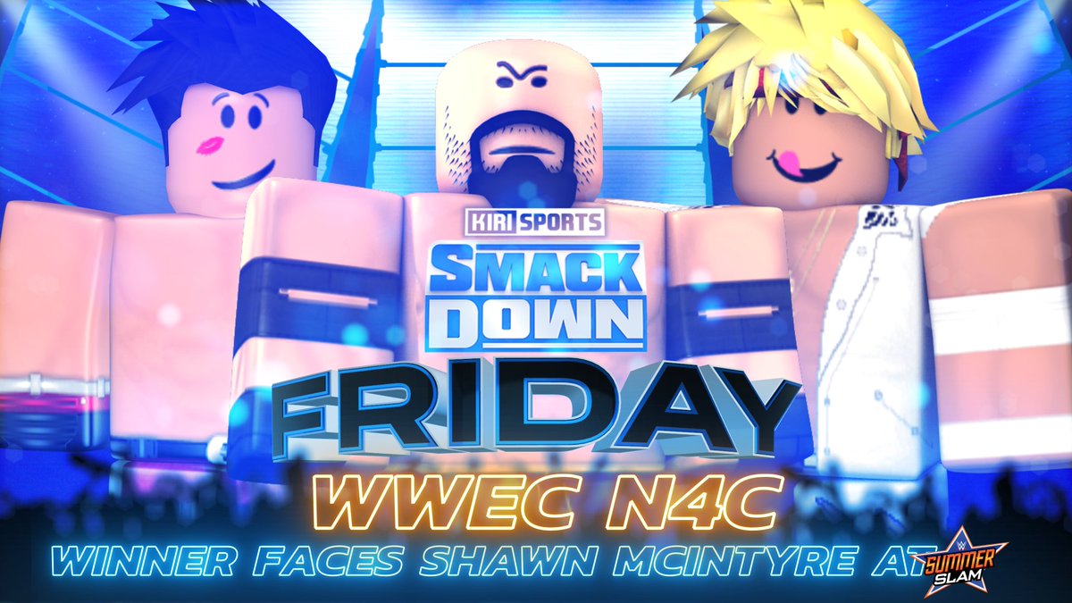 ROBLOXWWE_'s tweet photo. #RBLXSMACKDOWN | TONIGHT 5:30 PM ET
The empty N4C contender spot looks to be filled as @SethAxton challenges @JustinnIX22 & @rosiee_2 in a TRIPLE THREAT MATCH!
Who will join the WWE Championship match alongside @Shawnmelooo, @ridgeisawesome, @ChrongicXTR at #RBLXSS? https://t.co/BWuHeSEo2d