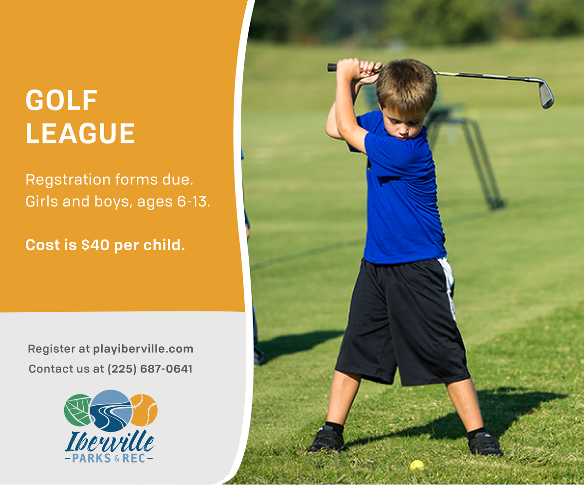 PlayIberville's tweet photo. Today is the last day to register for our Youth Golf League. Download a form at https://t.co/YatnQ2WLoq and returned to our main office. https://t.co/yJS8yQfTxb