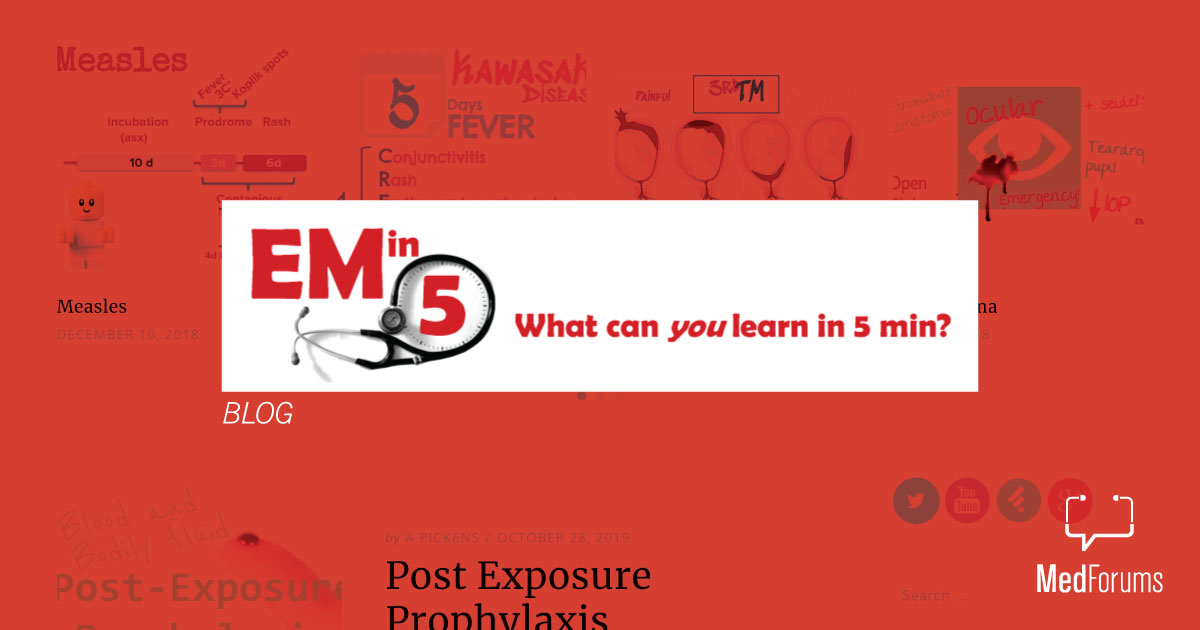 EM in 5 is a series of 5 minute video lectures for all residents, #medstudents &amp; learners in #EM to access in the spirit of #FOAMed! Each week there’s a new video to keep your hyperactive minds attentive while driving home some key points! <a href="/AnnaEMin5/">Anna Pickens</a>
ow.ly/BNBH50Fn7uo