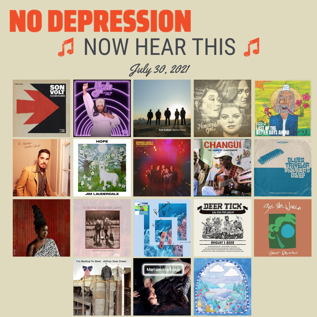 🎊 #NewMusicFriday 🎊 

Featuring tagged + <a href="/sonvoltmusic/">Son Volt</a> <a href="/iamyola/">Yola</a> <a href="/LosLobosBand/">Los Lobos</a> <a href="/NobodysGirlBand/">Nobody's Girl</a> <a href="/theCharlieParr/">Charlie Parr</a> <a href="/RicRobNola/">Ric Robertson</a> <a href="/jimlauderdale/">Jim Lauderdale</a> <a href="/durand_jones/">Durand Jones</a> <a href="/blues_traveler/">Blues Traveler</a>  <a href="/Aredoubleyew/">Linda Williams</a> and more!

Latest album reviews: nodepression.com/album-reviews
