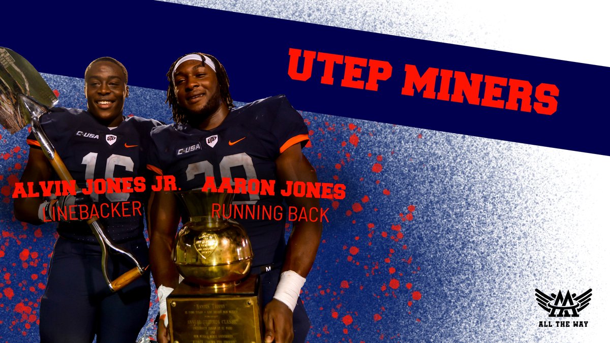 #FunFactFriday 
During the 2016 @UTEPFB season, both Aaron and Alvin were selected to All-Conference USA teams – @Showtyme_33 to 1st team, @My_Tyme10 to 2nd team All-Conference USA. #AAAllTheWay #UTEP #CareerStats