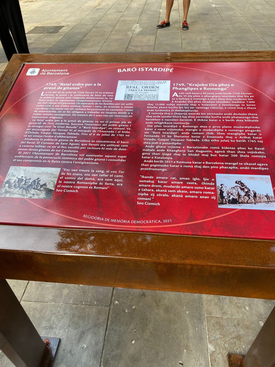 GassolMarina's tweet photo. Avui a #CiutatVella hem assistit amb la regidora @evabaror a la inauguració de la placa commemorativa de la Baró Istardipé #GranBatuda antigitana de 1749. Va ser Demanat en plenari per @ERCbcn per reparar les víctimes #PobleGitano
“Si hi ha un acte d’amor, aquest és la memòria” https://t.co/iCGiQlarWr