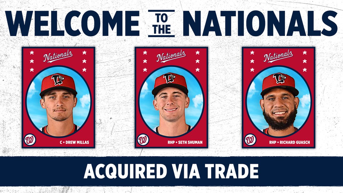 The Washington Nationals have acquired RHPs Richard Guasch &amp; Seth Shuman and C Drew Millas from the Oakland Athletics in exchange for C Yan Gomes, INF/OF Josh Harrison and cash considerations.

🔗 // bit.ly/2ViVkvt