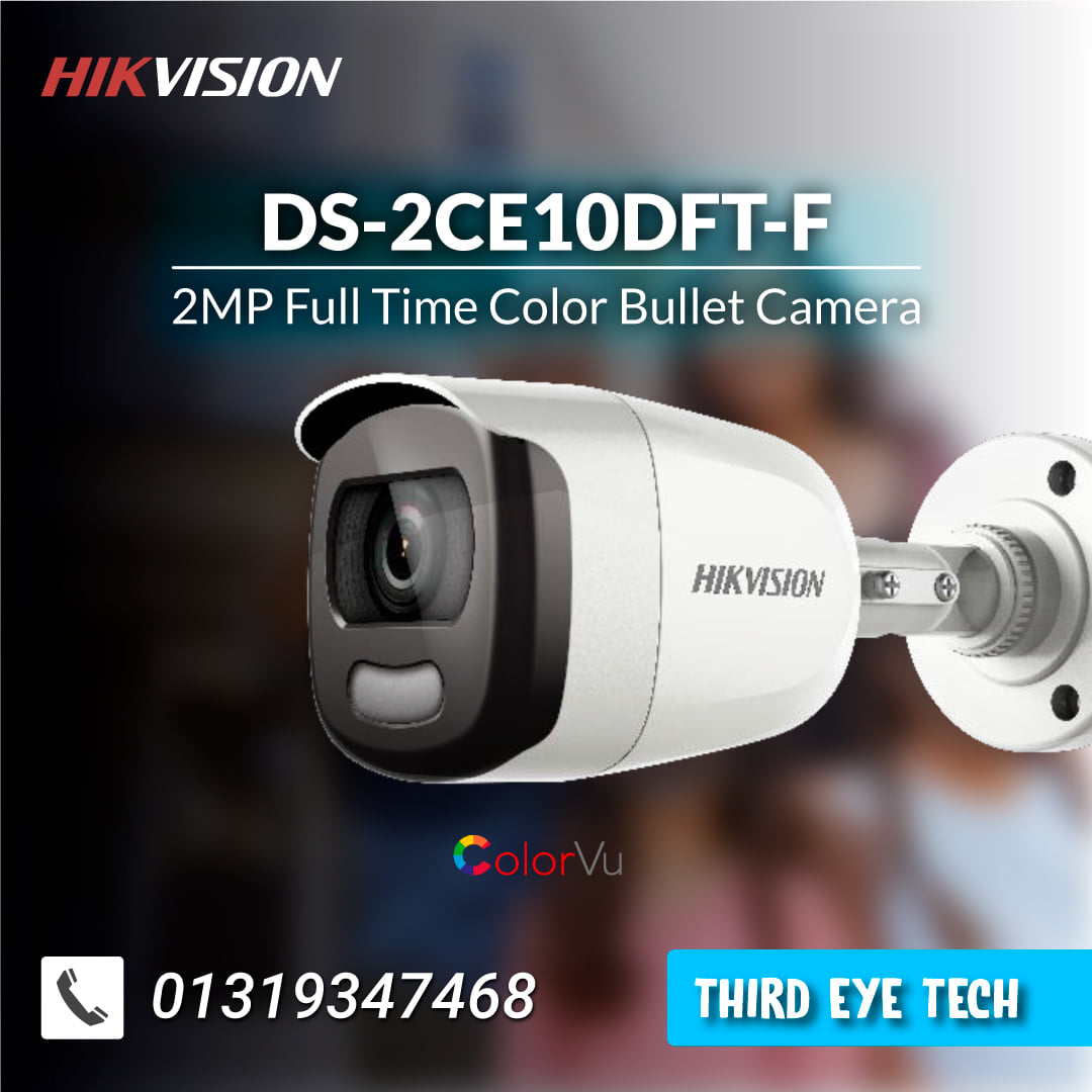 HIKVISION DS-2CE10DFT-F 2 MP ColorVu Fixed Mini Bullet Camera.
✅ 2 MP full time color bullet camera
✅Warm supplemental light with 20 m range
✅Water and dust resistant (IP67)
📢 Read More: tinyurl.com/y5b8tse4
🇨🇳 Made In: China
📞 +8801321119680
📧 info@thirdeyetechbd.com