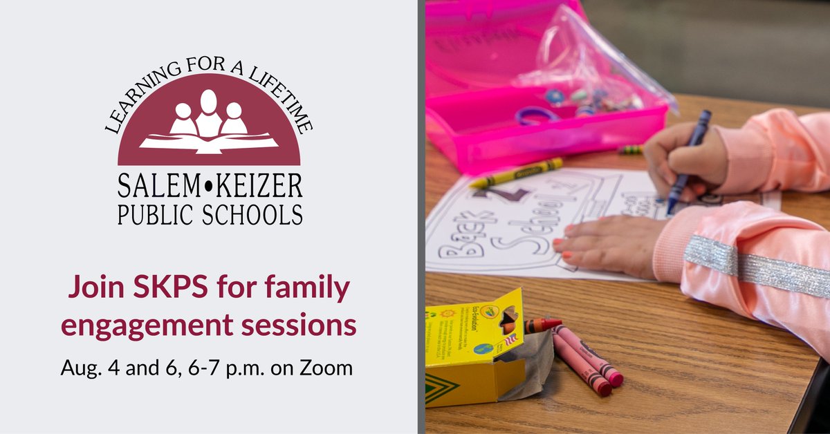 Salem-Keizer Public Schools invites families to engage with district leaders on back-to-school planning for fall. 

SKPS  plans to provide full-time, in-person instruction for all students. We want to hear from families. 

salkeiz.k12.or.us/news/family-en…
