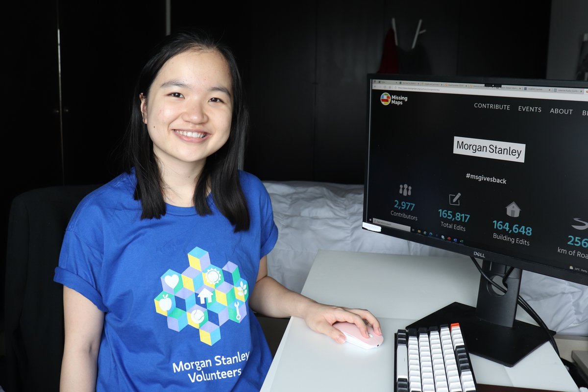 MorganStanley's tweet photo. “Giving back is built into our internships,” says Bethanie. She joined a group of virtual volunteers for @HOSMT to help fill in map data for humanitarian organizations and local communities. #MyMSSummer #MSGivesBack https://t.co/AQI2YbJIlk