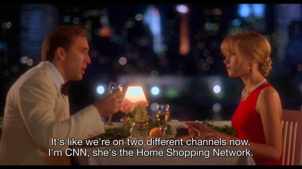 deepschlock's tweet image. IT COULD HAPPEN TO YOU - 1994 - Andrew Bergman

It's like we're on two different channels now.
I'm CNN, she's the Home Shopping Network.