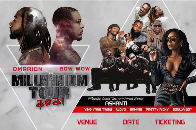 The biggest tour of the year is back! #millenniumtour2021 starring <a href="/Omarion/">OMARION</a>  and Bow wow. W/ special guest <a href="/ashanti/">ASHANTI</a> <a href="/souljaboy/">Soulja Boy (Draco)</a> and more.. tickets on sale now ticketmaster.com/the-millennium…
