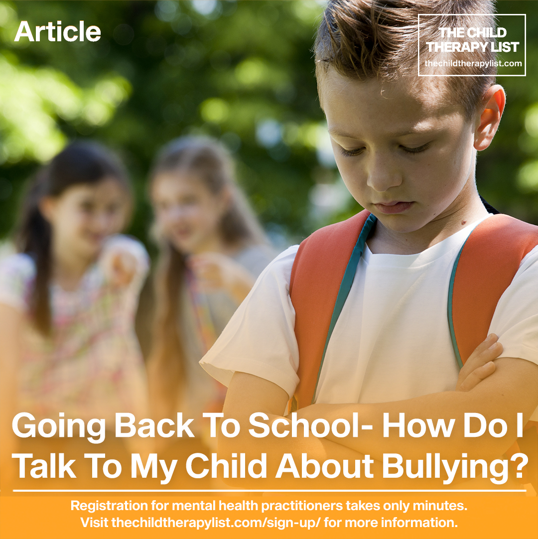 Our latest piece helps you have a healthy conversation with your child about bullying and offers some tips about how to help to make their learning environment safe.
thechildtherapylist.com/going-back-to-…

#stopbullying #bullyingawareness #bullying #mentalhealth #cyberbullying