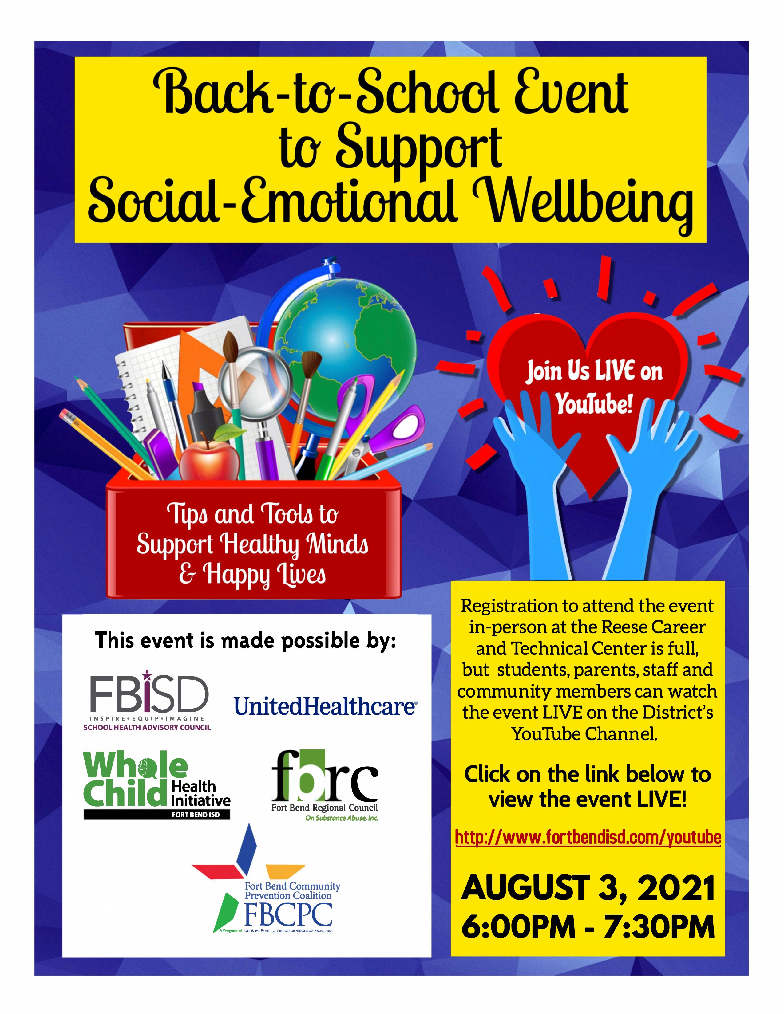 Fort Bend ISD on Twitter "Join us for a backtoschool event focused