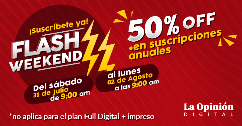 laopinion_col's tweet photo. ¡QUEDAN POCAS HORAS! Aprovecha nuestro #FlashWeekend https://t.co/o0aACtrW9K y recibe los beneficios de tu suscripción anual a mitad de precio. https://t.co/d8dg3doXJZ