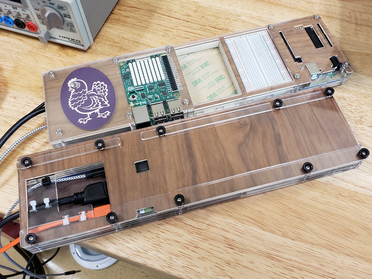 ken_hawthorn's tweet photo. I love the Zebra case from @theC4Labs for @Raspberry_Pi & @arduino Nathan helped w/ a custom design project to make "PiAr" sleds, perfect for students @ a workbench. Left to right: 1)Great cable strain relief 2) RPi with #SenseHat, 3)small parts bin, 4)breadboard and 5)#ArduinoR3 https://t.co/texqdhVW3E