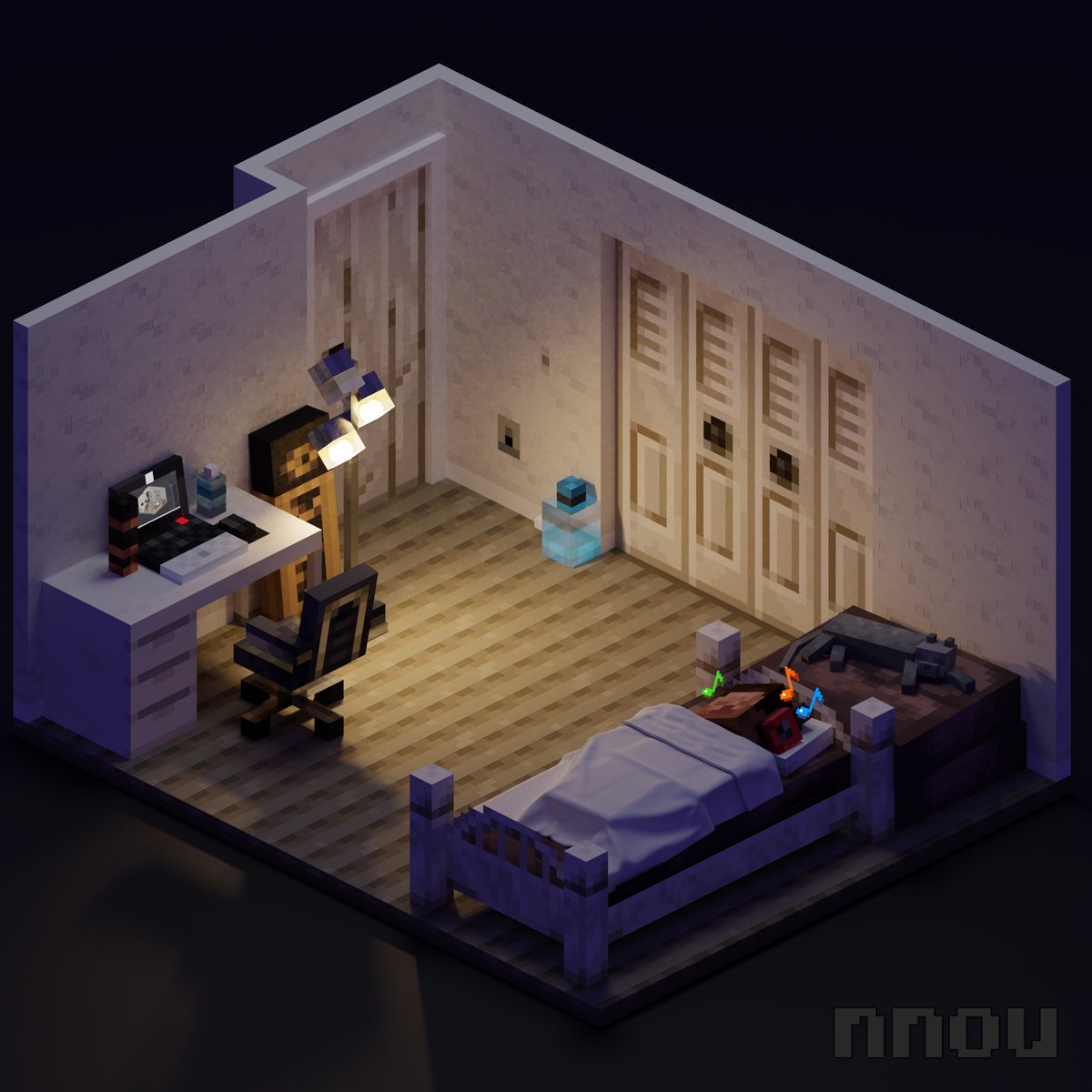 Nnou3D's tweet photo. Midnight vibes

#minecraft #Blockbench https://t.co/K2dXninc9X