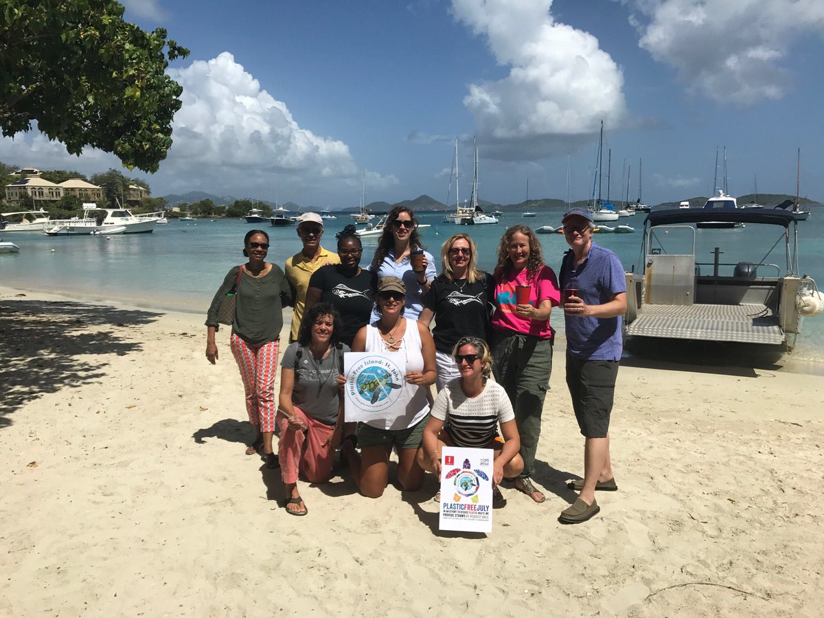 Throwback to #PlasticFreeJuly 2017 in #CruzBay #StJohnUSVI. Lots of time later — including Hurricanes Irma and Maria — and the sentiment remains. Let’s not let up…because #plasticpollutes. #Refill Don’t landfill.