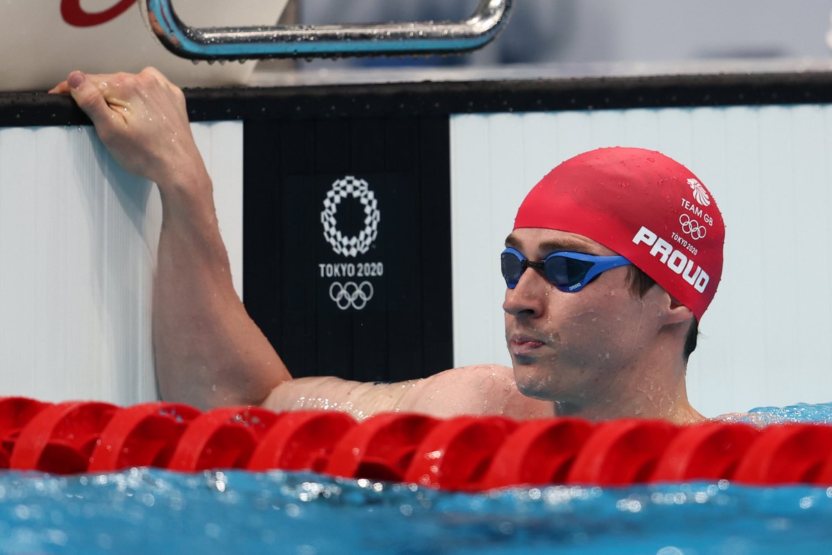 TeamGB's tweet photo. Focused on the final.

From an outside lane @BenProud comes third in his semi-final to reach the medal shootout.

#TeamGB https://t.co/jmRMH2rwuT