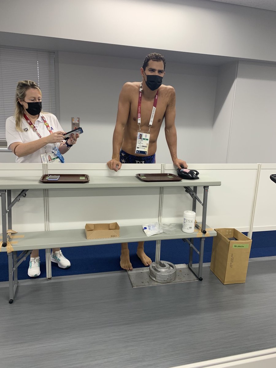 cbrennansports's tweet photo. Michael Andrew shows up with a mask this time in the mixed zone. When asked about it, USA Swimming spokeswoman says he’s not answering and they both leave. https://t.co/VKFf7P9LVG