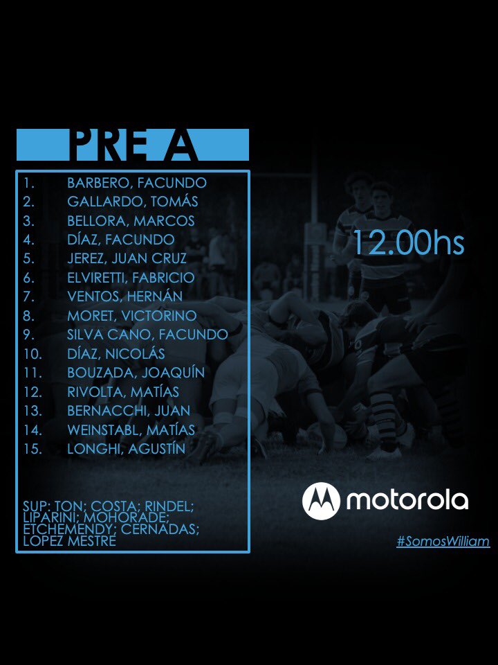 VOLVEMOS!!

Luego de 637 días, el William jugará por los puntos. Mañana se pondrá en marcha el torneo de la Primera B de la <a href="/URBA_ok/">URBA</a> y el club visitará por la 1ª fecha a <a href="/rugbygimnasia/">Gimnasia y Esgrima</a> con estos equipos y en estos horarios.

Seguí los partidos por nuestras redes.

#SomosWilliam