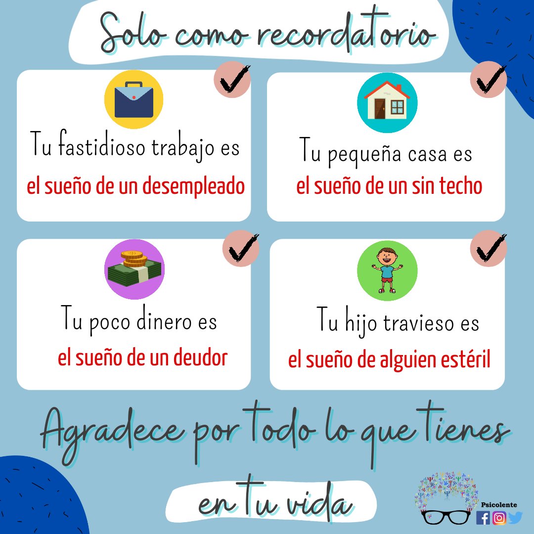 psicolente's tweet photo. Hemos hablado otras veces de la gratitud. Hoy solo quiero invitarte a que encuentres en tu vida y en aquello que te rodea,razones para agradecer. No importa si son muchas o son pocas.Solo importa que esas razones te recuerden cuán afortunad@ eres
#frases #psicolente #recordatorio https://t.co/PBUDofCT8P