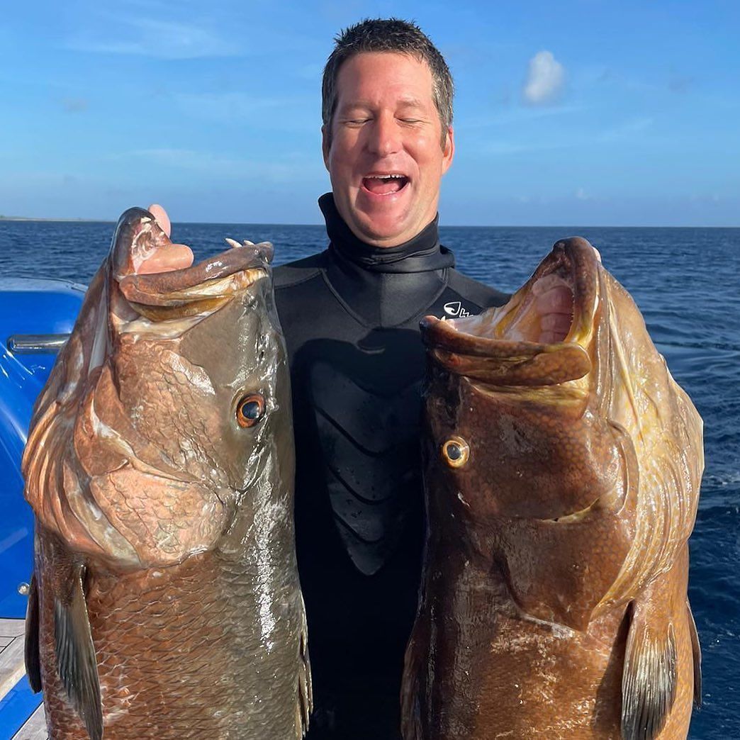 RealSaltLife's tweet image. Cameron Kirkconnell doubled up! 

#cuberasnapper #saltlife #grouper #teamsaltlife #livethesaltlife #spearfishing #bigfish #freedive #dive