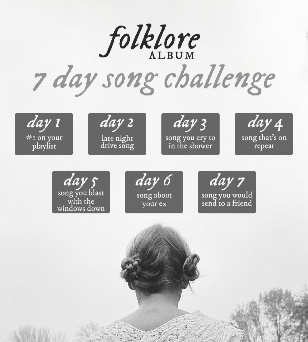 Taylor Nation on X: have you been playing along with our folklore 7 day  challenge on instagram? we want to know what songs you chose! make a  playlist with your choices and