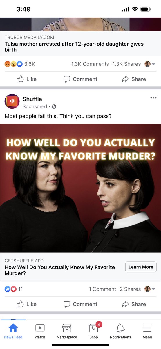 infernalflora's tweet photo. Challenge Accepted! 🤣 FB stalking my podcast app? 🤔 @MyFavMurder https://t.co/CVujyvSHDE