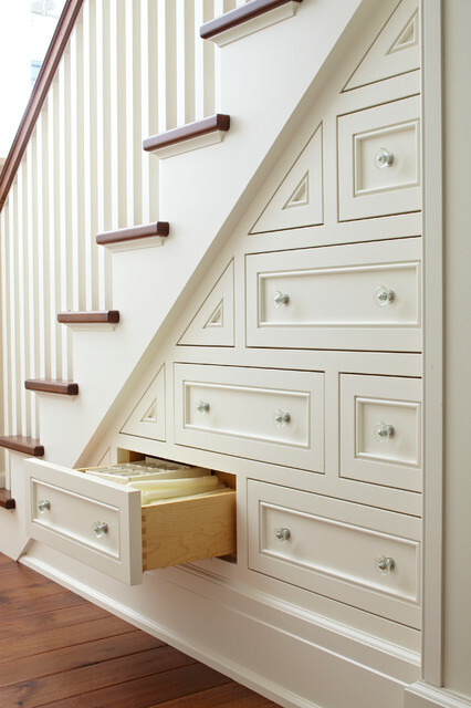 RonMNedd's tweet image. Drawers tend to allow for more organized storage, but cannot fit large items. 

Do you think this idea for storage under the stairs is a good use of space?