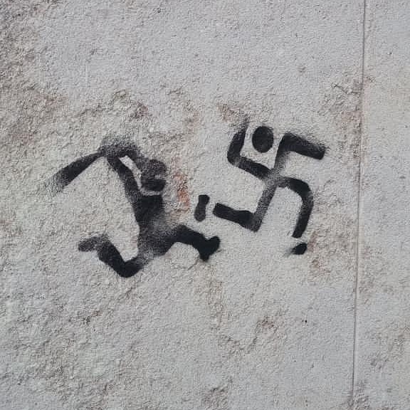 Anti-nazi stencil seen in Bergamo, Lombardia, Italy
