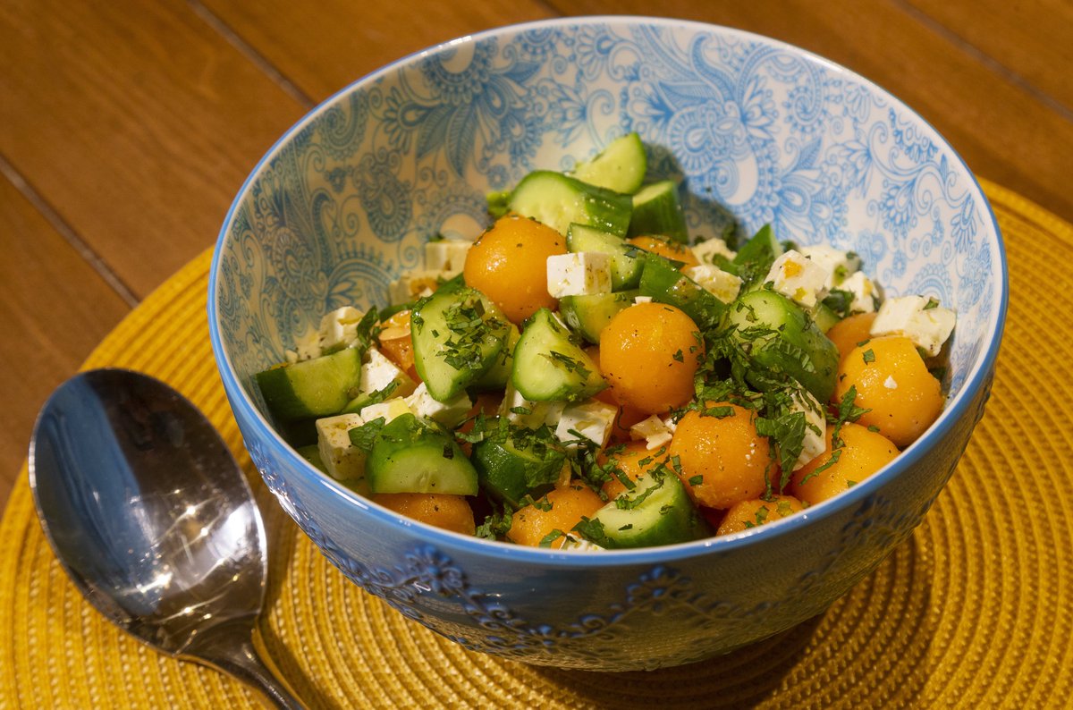 RECIPE: Looking to beat the heat in the kitchen this summer? <a href="/jillstable/">Jill Wilcox</a>'s Melon and Cucumber Salad holds up well and would be ideal for a family pot luck. tinyurl.com/yzufa53x #ldnont