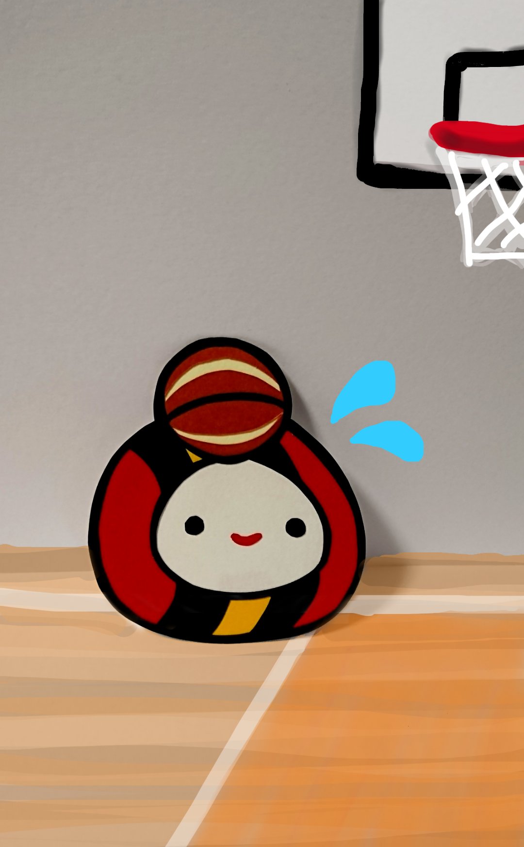 セキ 30個め なるま バスケットボールの切り絵を作ってみました 高知県のゆるキャラ なるまです ボールが乗っただけになってしまったので背景足しました 笑 なるま バスケットボール 東京オリンピック イラスト 切り絵 T Co Ssona9yz25
