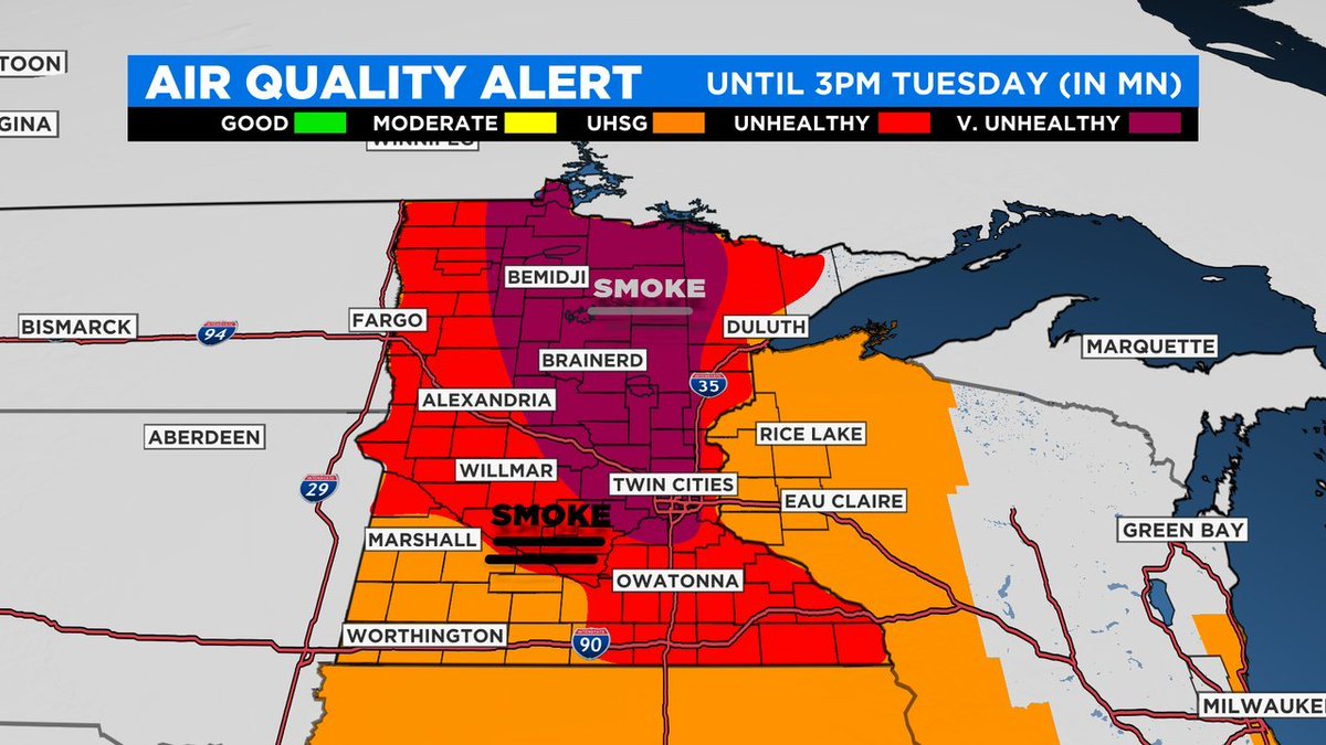 RT @WCCO: Minnesota Weather: Air Quality Alert Extended Due To ‘Unprecedented’ Conditions https://t.co/FUGvDNY9E7 https://t.co/fRvBe4gj18