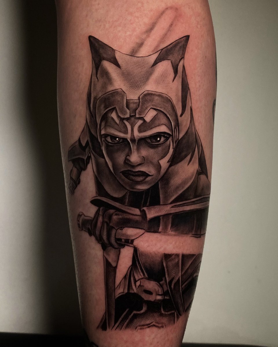 Ahsoka Tano tat I did on my sisters calf. #clonewars