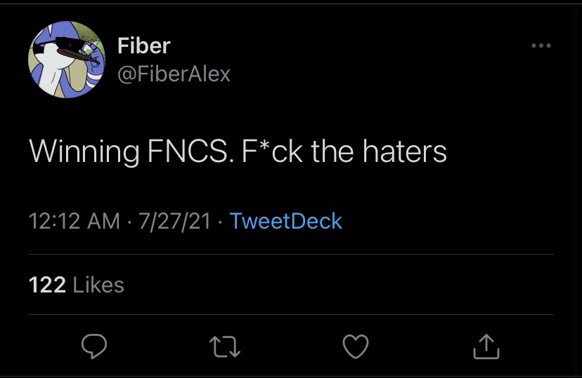 wydllama's tweet photo. Winning FNCS. F*ck the haters https://t.co/GdBKzi2yZP