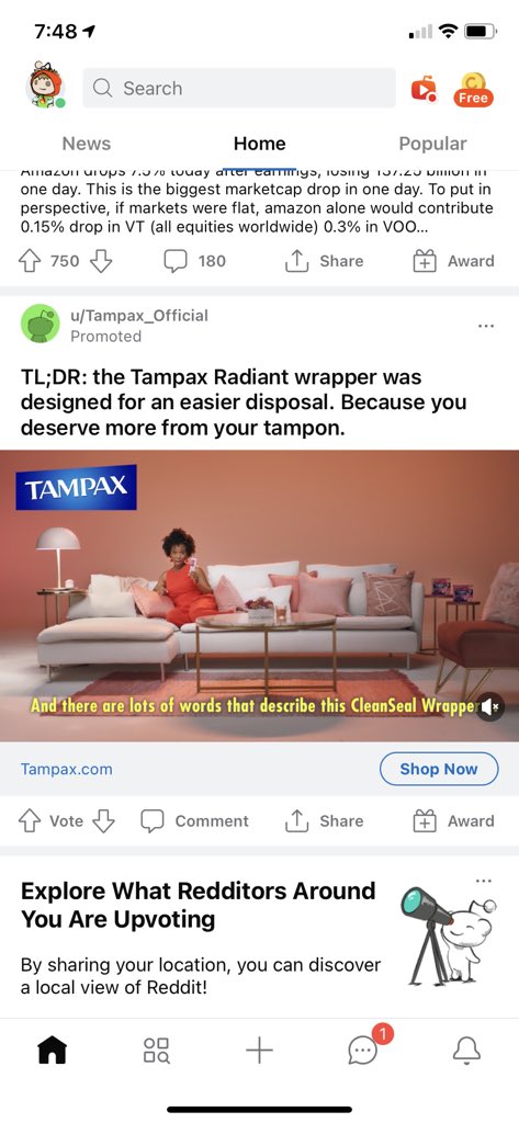 erniekim75's tweet image. #tampax is targeting me on #reddit. #targetingfail #marketingfail $PG needs to find a better marketing team