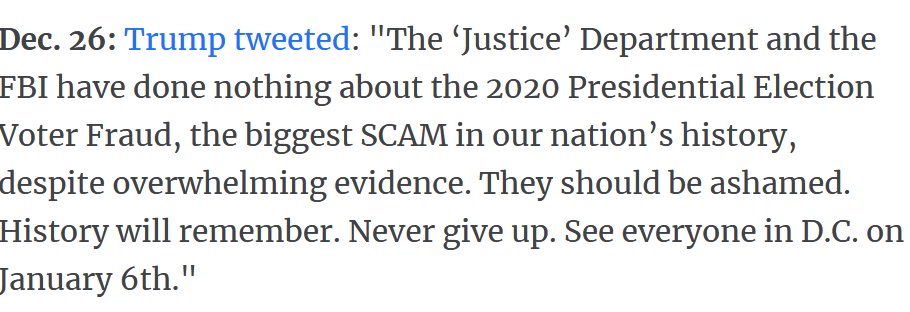 Delavegalaw's tweet image. On December 26, 2020, the day before Trump told DOJ officials to just say the election was corrupt, this is what he tweeted:
