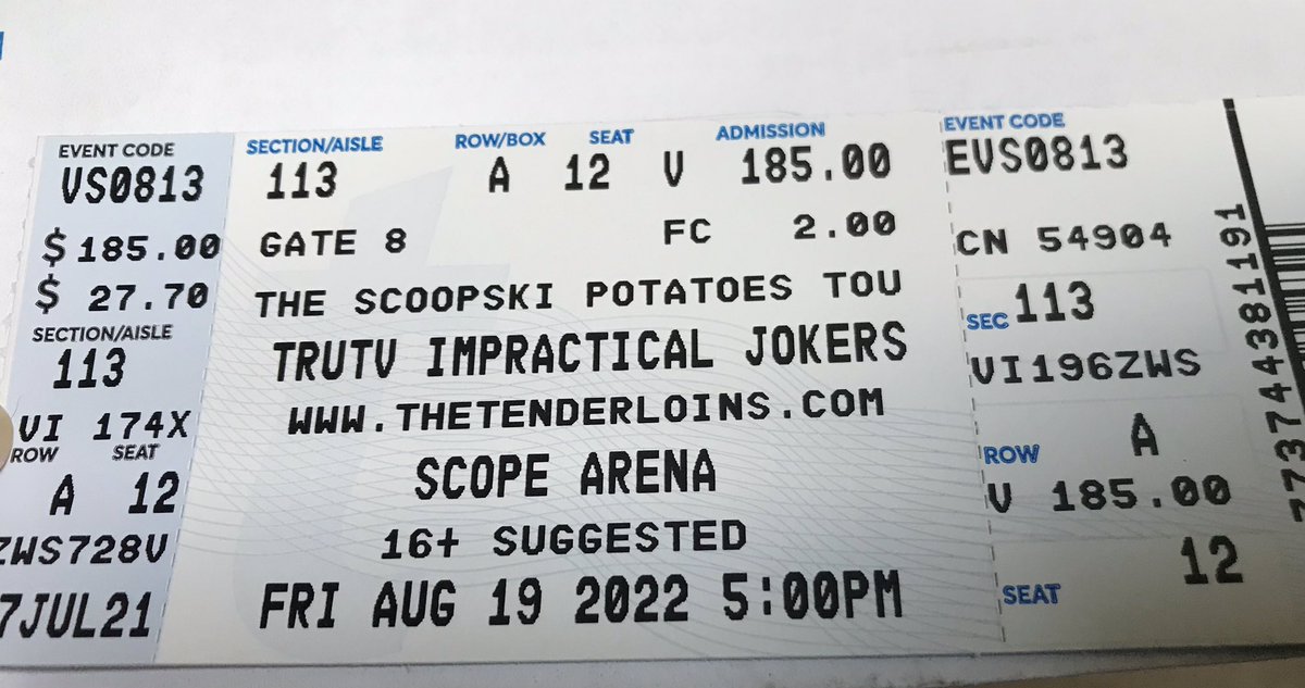 Hey <a href="/BQQuinn/">Brian Quinn</a>, <a href="/Joe_Gatto/">Joe Gatto</a>, <a href="/SalVulcano/">Sal Vulcano</a>, <a href="/jamessmurray/">Murr</a> I received my tickets for your show next August. I cannot wait