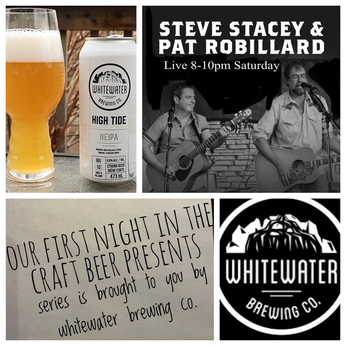 So….. this is the first of 20 nights of live music Thursday and Saturday nights from 8-10pm. <a href="/WhitewaterBrew/">WhitewaterBrewingCo</a> is first and will be our partner tomorrow our music guests Steve &amp; Pat! We will be tasting and pouring High Tide NEIPA tomorrow night! <a href="/OntCraftBrewers/">Ontario Craft Brewers</a> <a href="/OttBeerEvents/">Ottawa Beer Events</a>