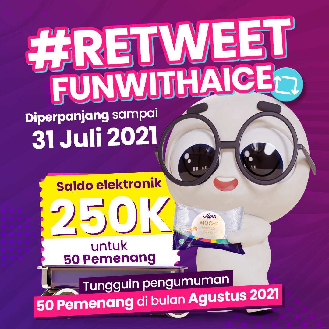 Happy weekend, gaes!!! Ini hari terakhir untuk ikutan #RetweetFunWithAice 📢 Kuy yang belum ikutan, langsung scroll konten-konten Aice dan retweet sebanyak-banyak ya! 💜💜💜
(1/3)