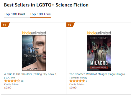 Hey! Look at that! Number 2 in Free LGBTQ+ Science Fiction! Thanks everyone.