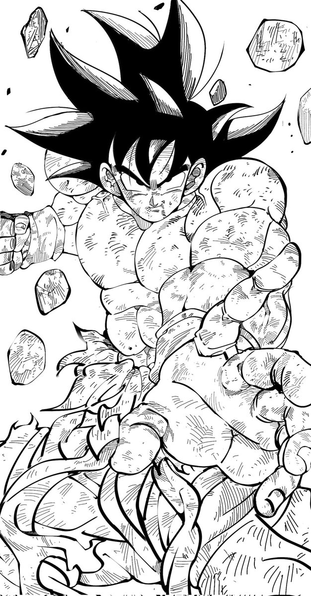 界王拳線画。
わいの描く悟空手をパーにしがち 