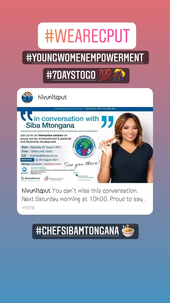 #WeAreCPUT Issa countdown good peeps 🙂🍜 #youngwomenempowerment #ChefSiba