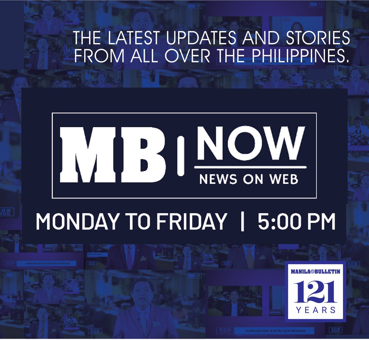 manilabulletin's tweet photo. NEW TIME SLOT: Beginning August 2, 2021, Manila Bulletin News on Web (MBNow) will be airing at 5:00 pm from Mondays to Fridays only on Manila Bulletin's official Facebook Page.
Be fully informed on what is happening in the country and around the world.
#MBNow https://t.co/IfWqPWm7uL