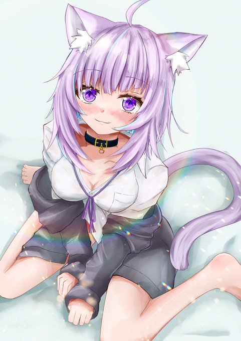猫又おかゆ新衣装のtwitterイラスト作品