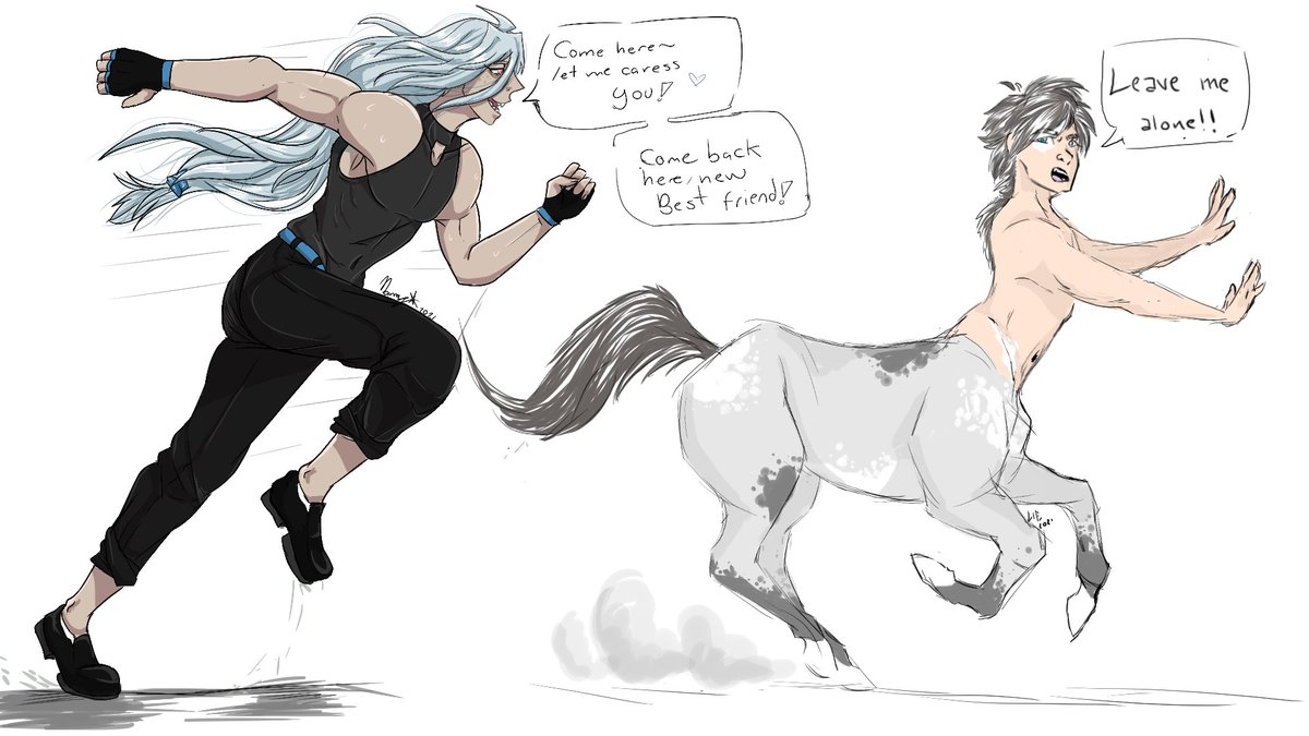 TSatanista's tweet photo. Ohh and that's how Mako gets new friends.
Artcollab whit @LieAnimation  author of the centaur

#digitalart #ocart #DigitalArtist #centaurs #FriendshipDay https://t.co/kTef7lwnF2