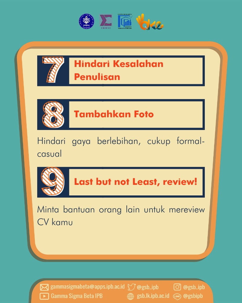 GSB_IPB's tweet photo. Nah, bagaimana tips membuat CV yang baik?
Yuk simak thread ini untuk tau informasi lebih lengkapnya!
— — — — — — — — — —
#STATISTIPS
#STATISTIKASATU
#GSBOKE2021 https://t.co/xkWzbYm57n