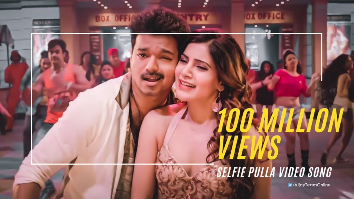 Trends_Samantha's tweet image. #SelfiePullaHits100MViews

#SelfiePulla video song from Kaththi has breached massive 100Million views on Youtube. 2nd video song of ‘Vj-Sam’ combo after #Enjeevan from Theri. 

@actorvijay @Samanthaprabhu2 ❤