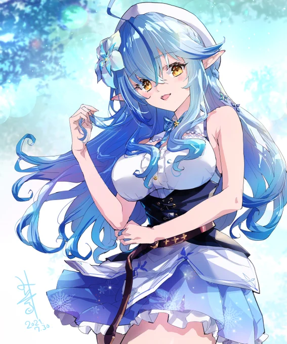 今日のワンドロ練習は雪花ラミィさん。ワンドロは線画少しで、結局4時間くらいかかりました #LamyArt #みになま #朝ドロ 